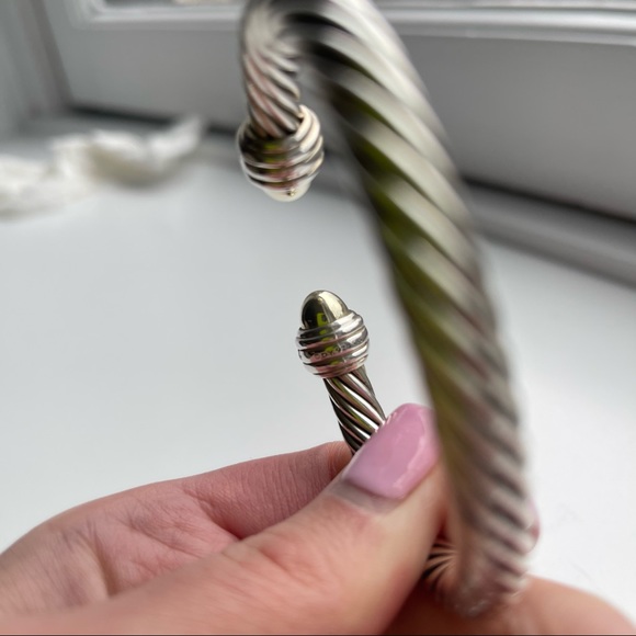 David Yurman Cable Bracelet with Gold Dome and Diamonds - Picture 7 of 8